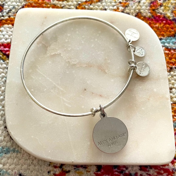 Alex and Ani White Round Snowflake Charm Bracelet in Silver - Picture 2 of 2